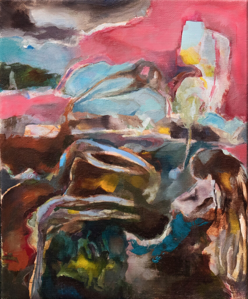 anniversaire surprise, 27x22cm, huile sur toile, 2021